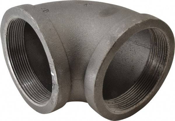Made in USA - Size 4", Class 150, Malleable Iron Black Pipe 90° Elbow - 150 psi, Threaded End Connection - USA Tool & Supply