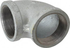 Made in USA - Class 150, 2" Galvanized Pipe 90° Elbow - Threaded, Malleable Iron - USA Tool & Supply