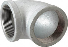 Made in USA - Class 150, 3" Galvanized Pipe 90° Elbow - Threaded, Malleable Iron - USA Tool & Supply