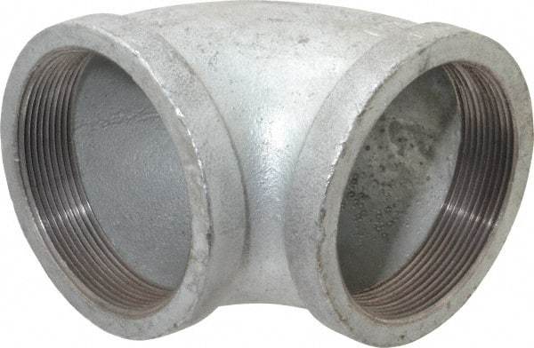 Made in USA - Class 150, 4" Galvanized Pipe 90° Elbow - Threaded, Malleable Iron - USA Tool & Supply