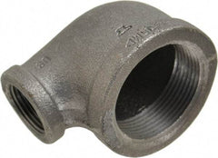 Made in USA - Size 1-1/2 x 3/4", Class 150, Malleable Iron Black Pipe Reducing Elbow - 150 psi, Threaded End Connection - USA Tool & Supply