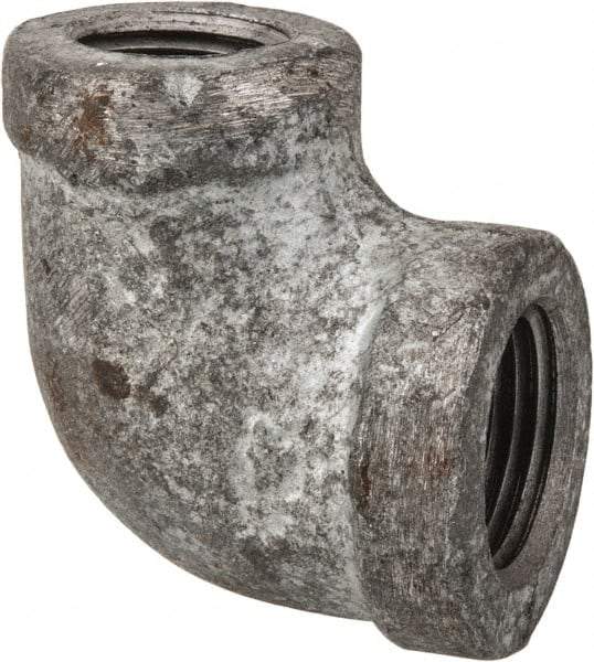 Made in USA - Class 150, 3/8 x 1/4" Galvanized Pipe Reducing Elbow - Threaded, Malleable Iron - USA Tool & Supply