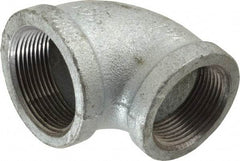 Made in USA - Class 150, 1-1/2 x 1-1/4" Galvanized Pipe Reducing Elbow - Threaded, Malleable Iron - USA Tool & Supply