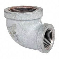 Made in USA - Class 150, 1-1/2 x 1" Galvanized Pipe Reducing Elbow - Threaded, Malleable Iron - USA Tool & Supply