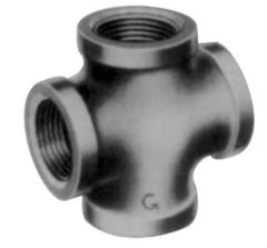 Made in USA - Size 1-1/4", Class 3,000, Forged Carbon Steel Black Pipe Cross - 3,000 psi, Threaded End Connection - USA Tool & Supply
