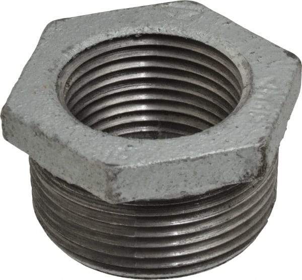 Made in USA - Class 150, 1-1/4 x 1" Galvanized Pipe Hex Bushing - Threaded, Malleable Iron - USA Tool & Supply