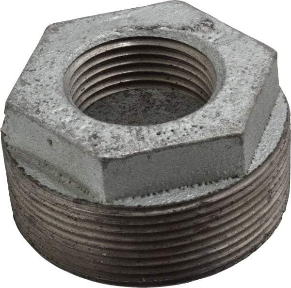 Made in USA - Class 150, 2 x 1" Galvanized Pipe Hex Bushing - Threaded, Malleable Iron - USA Tool & Supply