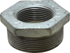 Made in USA - Class 150, 2 x 1-1/4" Galvanized Pipe Hex Bushing - Threaded, Malleable Iron - USA Tool & Supply