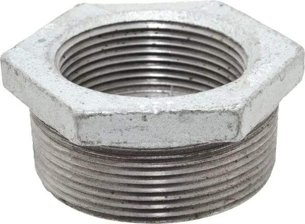 Made in USA - Class 150, 2 x 1-1/2" Galvanized Pipe Hex Bushing - Threaded, Malleable Iron - USA Tool & Supply