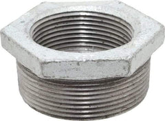 Made in USA - Class 150, 2 x 1-1/2" Galvanized Pipe Hex Bushing - Threaded, Malleable Iron - USA Tool & Supply