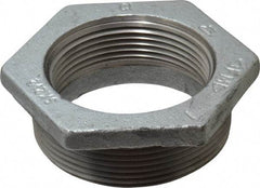 Made in USA - Class 150, 3 x 2-1/2" Galvanized Pipe Hex Bushing - Threaded, Malleable Iron - USA Tool & Supply