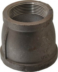 Made in USA - Size 3 x 2-1/2", Class 150, Malleable Iron Black Pipe Reducing Coupling - 150 psi, Threaded End Connection - USA Tool & Supply