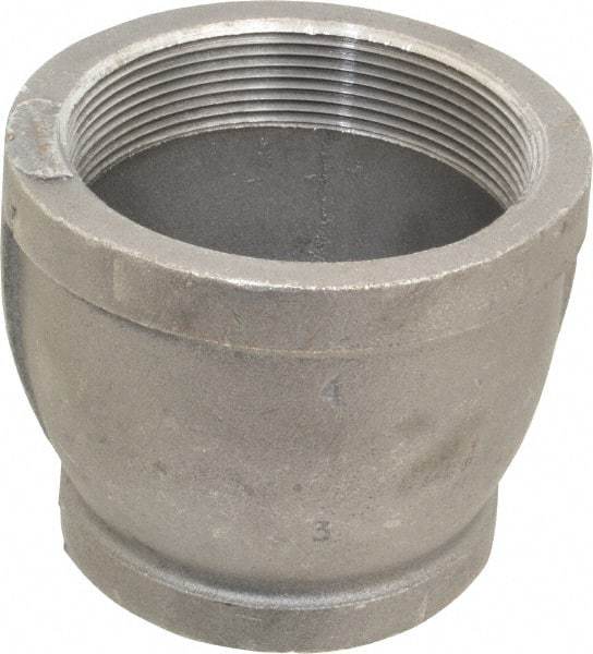 Made in USA - Size 4 x 3", Class 150, Malleable Iron Black Pipe Reducing Coupling - 150 psi, Threaded End Connection - USA Tool & Supply