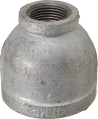 Made in USA - Class 150, 2 x 1" Galvanized Pipe Reducing Coupling - Threaded, Malleable Iron - USA Tool & Supply