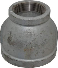 Made in USA - Class 150, 3 x 2" Galvanized Pipe Reducing Coupling - Threaded, Malleable Iron - USA Tool & Supply
