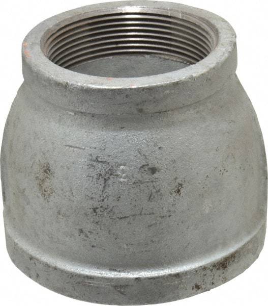 Made in USA - Class 150, 4 x 3" Galvanized Pipe Reducing Coupling - Threaded, Malleable Iron - USA Tool & Supply