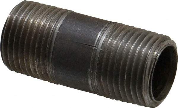 Made in USA - Schedule 40, 3/8" Diam x 1-1/2" Long Steel Black Pipe Nipple - Threaded - USA Tool & Supply