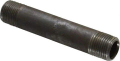 Made in USA - Schedule 40, 3/8" Diam x 3-1/2" Long Steel Black Pipe Nipple - Threaded - USA Tool & Supply