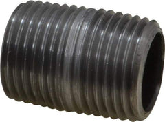 Made in USA - Schedule 40, 1/2" Diam x 1-1/8" Long Steel Black Pipe Nipple - Threaded - USA Tool & Supply