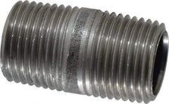 Made in USA - Schedule 40, 1/2" Diam x 1-1/2" Long Steel Black Pipe Nipple - Threaded - USA Tool & Supply