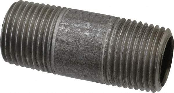 Made in USA - Schedule 40, 1/2" Diam x 2" Long Steel Black Pipe Nipple - Threaded - USA Tool & Supply