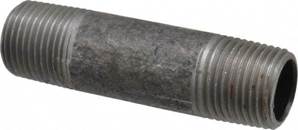 Made in USA - Schedule 40, 1/2" Diam x 3" Long Steel Black Pipe Nipple - Threaded - USA Tool & Supply