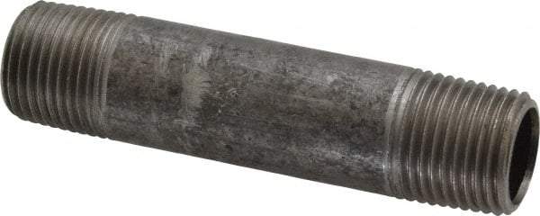 Made in USA - Schedule 40, 1/2" Diam x 3-1/2" Long Steel Black Pipe Nipple - Threaded - USA Tool & Supply