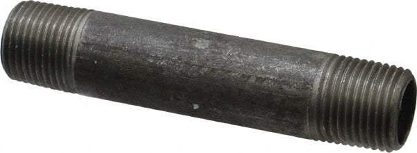 Made in USA - Schedule 40, 1/2" Diam x 4" Long Steel Black Pipe Nipple - Threaded - USA Tool & Supply