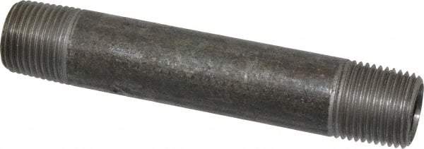 Made in USA - Schedule 40, 1/2" Diam x 4-1/2" Long Steel Black Pipe Nipple - Threaded - USA Tool & Supply