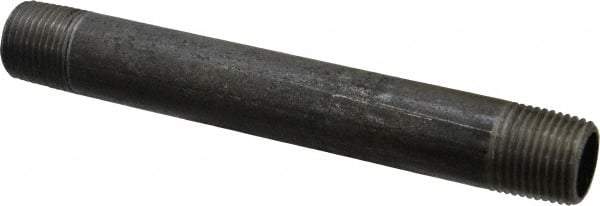 Made in USA - Schedule 40, 1/2" Diam x 6" Long Steel Black Pipe Nipple - Threaded - USA Tool & Supply