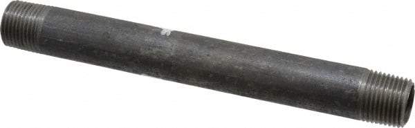 Made in USA - Schedule 40, 1/2" Diam x 7" Long Steel Black Pipe Nipple - Threaded - USA Tool & Supply