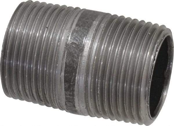 Made in USA - Schedule 40, 3/4" Diam x 1-1/2" Long Steel Black Pipe Nipple - Threaded - USA Tool & Supply