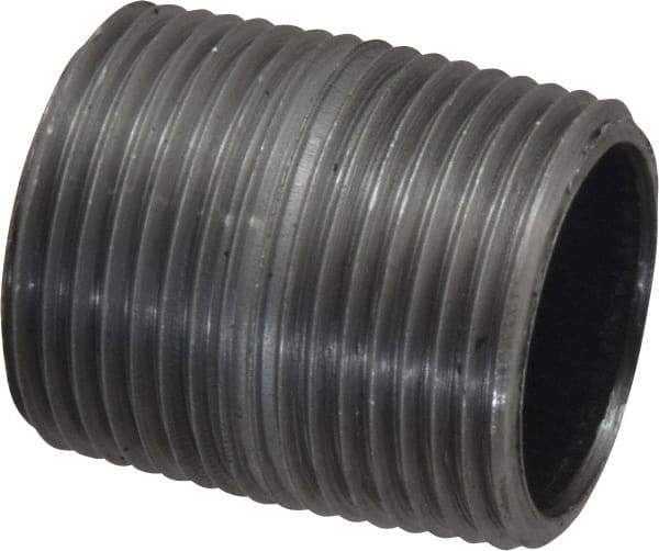 Made in USA - Schedule 40, 1" Diam x 1-1/2" Long Steel Black Pipe Nipple - Threaded - USA Tool & Supply