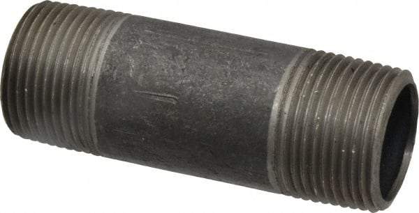 Made in USA - Schedule 40, 1" Diam x 3-1/2" Long Steel Black Pipe Nipple - Threaded - USA Tool & Supply