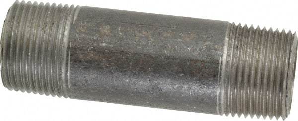 Made in USA - Schedule 40, 1" Diam x 4" Long Steel Black Pipe Nipple - Threaded - USA Tool & Supply