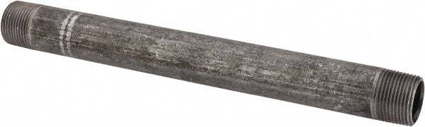 Made in USA - Schedule 40, 1" Diam x 12" Long Steel Black Pipe Nipple - Threaded - USA Tool & Supply