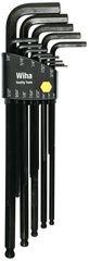 13 Piece - .050 - 3/8 - Black Finish - Ball End Hex L-Key Long Arm Set - USA Tool & Supply