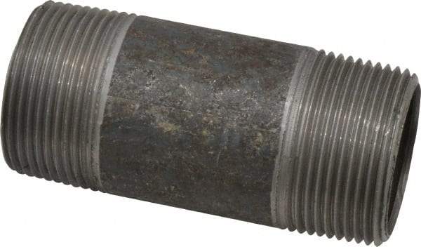 Made in USA - Schedule 40, 1-1/4" Diam x 3" Long Steel Black Pipe Nipple - Threaded - USA Tool & Supply