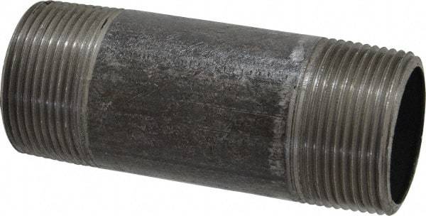 Made in USA - Schedule 40, 1-1/4" Diam x 4" Long Steel Black Pipe Nipple - Threaded - USA Tool & Supply