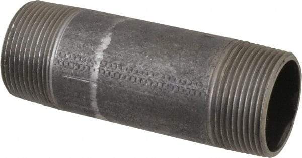 Made in USA - Schedule 40, 1-1/4" Diam x 4-1/2" Long Steel Black Pipe Nipple - Threaded - USA Tool & Supply