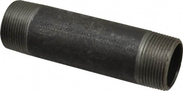 Made in USA - Schedule 40, 1-1/4" Diam x 5-1/2" Long Steel Black Pipe Nipple - Threaded - USA Tool & Supply