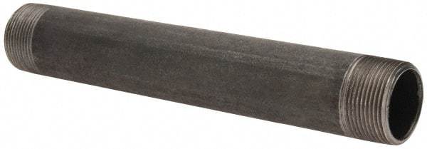 Made in USA - Schedule 40, 1-1/4" Diam x 10" Long Steel Black Pipe Nipple - Threaded - USA Tool & Supply