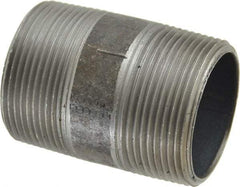 Made in USA - Schedule 40, 1-1/2" Diam x 2-1/2" Long Steel Black Pipe Nipple - Threaded - USA Tool & Supply