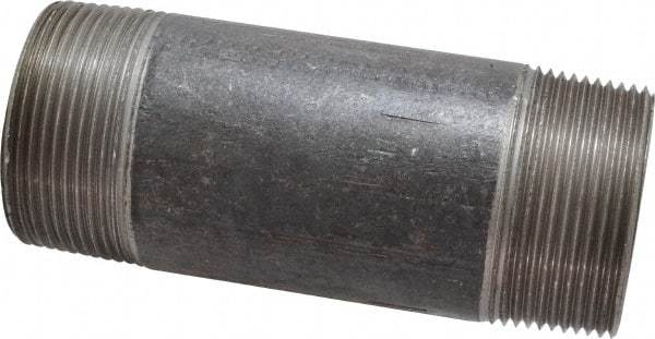 Made in USA - Schedule 40, 1-1/2" Diam x 4-1/2" Long Steel Black Pipe Nipple - Threaded - USA Tool & Supply