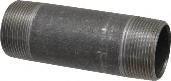 Made in USA - Schedule 40, 1-1/2" Diam x 5" Long Steel Black Pipe Nipple - Threaded - USA Tool & Supply