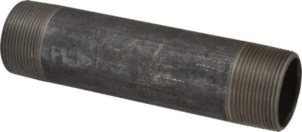 Made in USA - Schedule 40, 1-1/2" Diam x 7" Long Steel Black Pipe Nipple - Threaded - USA Tool & Supply