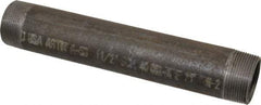 Made in USA - Schedule 40, 1-1/2" Diam x 10" Long Steel Black Pipe Nipple - Threaded - USA Tool & Supply