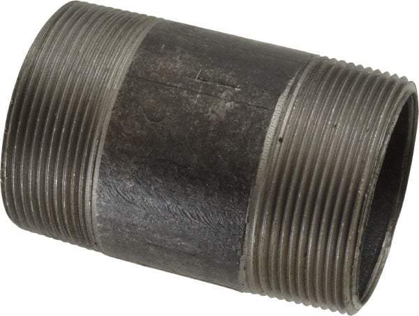 Made in USA - Schedule 40, 2" Diam x 3-1/2" Long Steel Black Pipe Nipple - Threaded - USA Tool & Supply