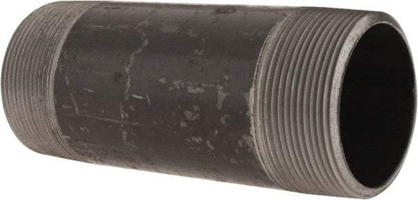 Made in USA - Schedule 40, 2" Diam x 5-1/2" Long Steel Black Pipe Nipple - Threaded - USA Tool & Supply