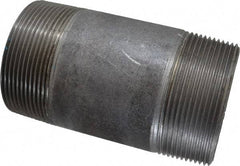 Made in USA - Schedule 40, 3" Diam x 6" Long Steel Black Pipe Nipple - Threaded - USA Tool & Supply